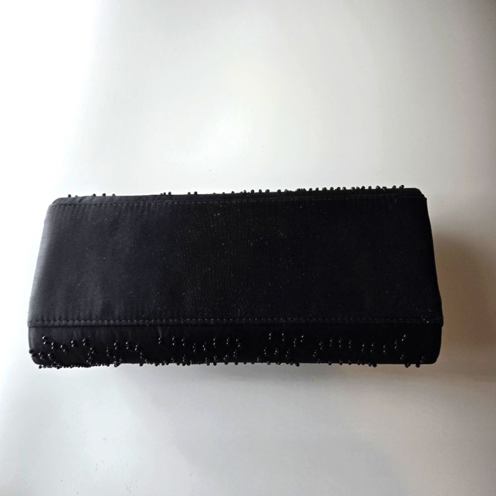 LA REGALE Black Beaded Cocktail Evening Shoulder Bag Clutch Purse - Picture 2 of 14